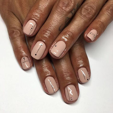 Nude manicure with dots