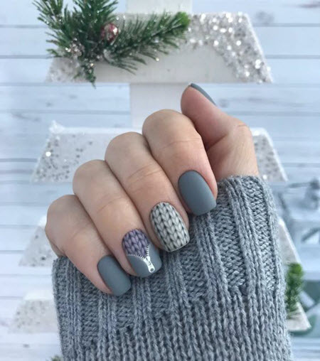 Matte gray manicure